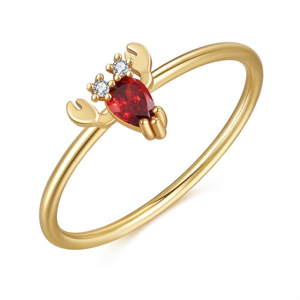 18k Gold Colorful Zircon Marine Animal Ring