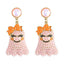 1 Pair Cute Funny Bow Knot Ghost Inlay Alloy Beads Drop Earrings