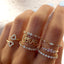 Elegant Moon and Heart Shape Alloy Rings Set with Inlaid Artificial Diamonds for Women