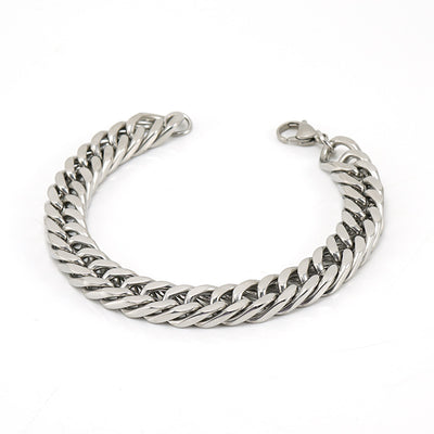 Simple Geometric Stainless Steel Cuban Link Bracelet for Men