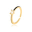 Minimalist Heart & Water Droplet Zircon Adjustable Open Ring in 18K Gold Plated Copper