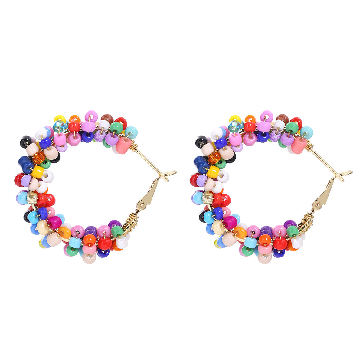 Fashion Bohemian Colorful Beaded Hoop Earrings