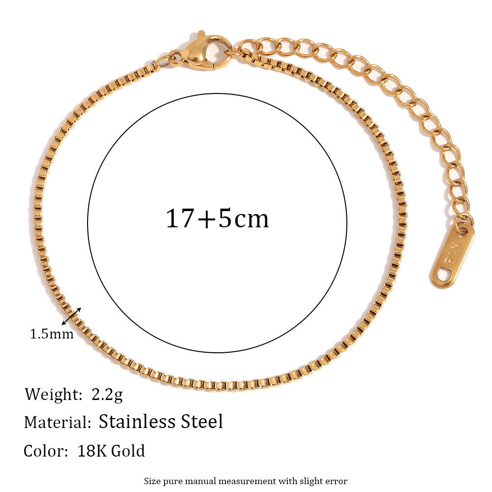 Geometric Figaro Chain 18k Gold Plated Stainless Steel Bracelet for Women