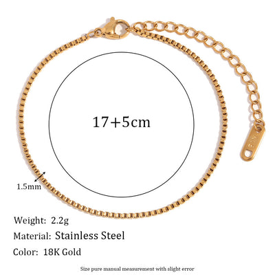 Geometric Figaro Chain 18k Gold Plated Stainless Steel Bracelet for Women