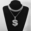 Hip-Hop Rhinestone Letter Pendant Necklace with Cuban Chain Set