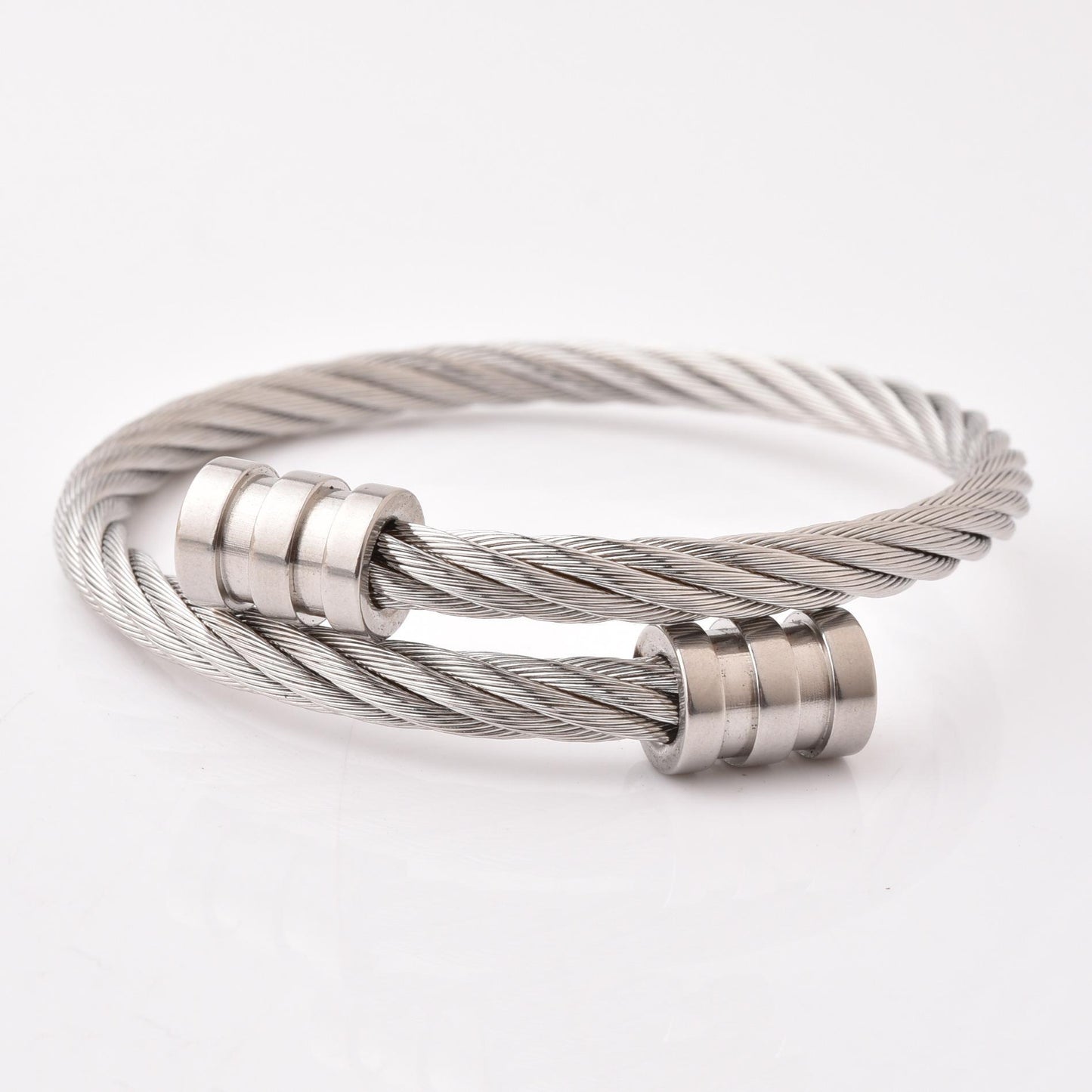 Retro Spiral Stripe Titanium Steel Unisex Punk Bangle Bracelet