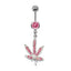 Elegant Sunflower Maple Leaf Rhinestone Inlay Belly Ring - Stainless Steel and Copper with White Gold Plating