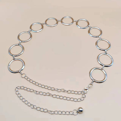 Solid Metal Circle Chain Belt for Women - Fashionable Body Chain Dress Accessory