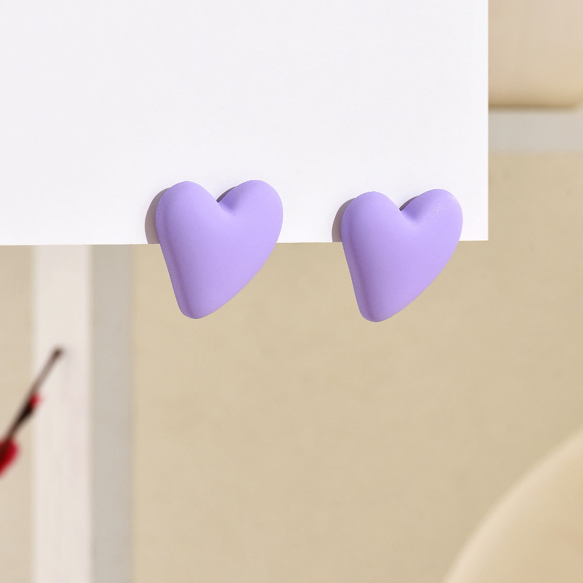 1 Pair Heart Shape Acrylic Stud Earrings - Valentine's Day Collection