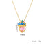 Gold Plated Heart Crown Pendant Necklace - Titanium Steel Pink Clavicle Chain