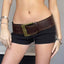 Vintage Style Round Alloy Women's Chain Belt with Adjustable Leather Studded Buckle