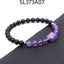 Fashion Round Natural Stone Beaded Bracelet with 6mm Tiger Eye, Amethyst, and Rose Quartz Pyramid Design