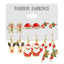 6 Pairs Ethnic Style Cartoon Character Christmas Tree Enamel Alloy Earrings