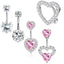 Heart Shape Rhinestone Inlay 316 Stainless Steel Belly Rings Set