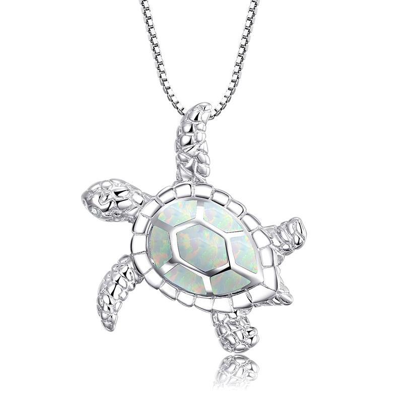 Simple Tortoise Opal Pendant Necklace