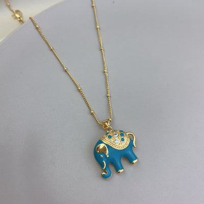 Simple Elephant Pendant Necklace with Zircon Detailing