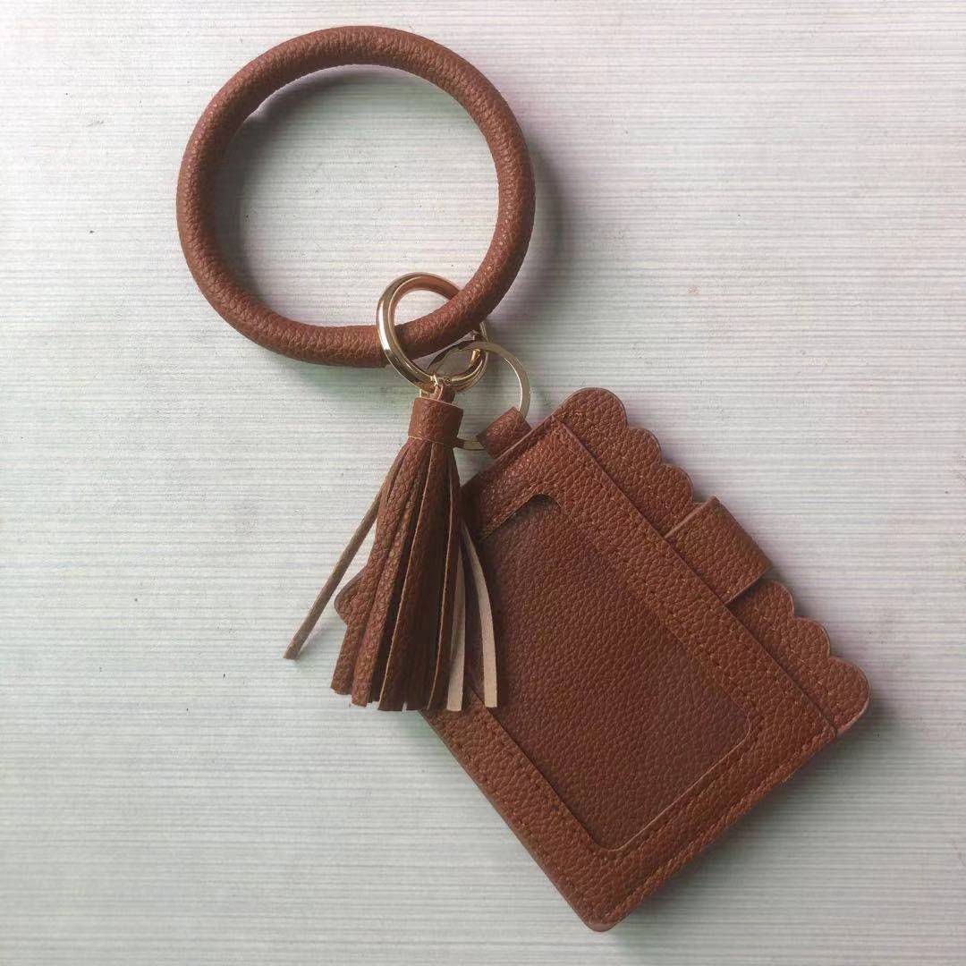 Fashion Snakeskin PU Leather Tassel Keychain Bracelet Wallet