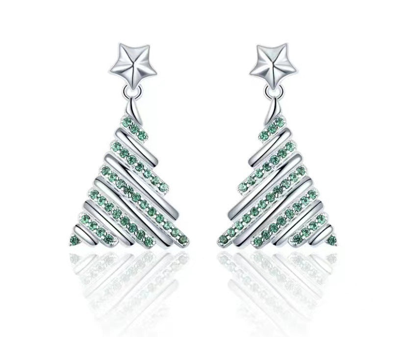 Fashion Christmas Tree Alloy Rhinestones Women's Earrings 1 Pair