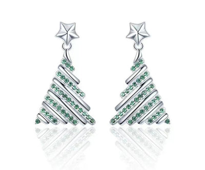 Fashion Christmas Tree Alloy Rhinestones Women's Earrings 1 Pair