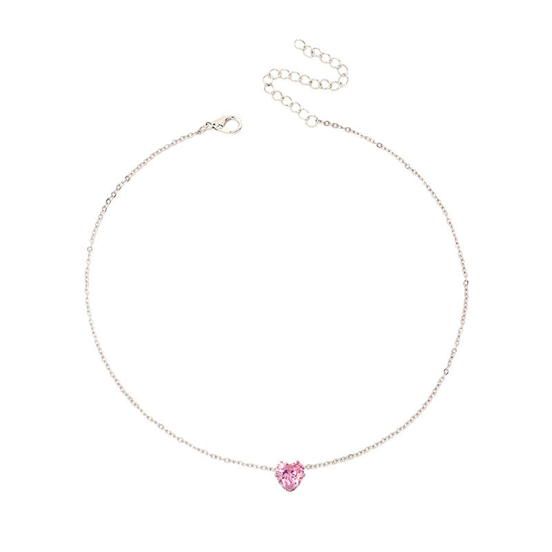Heart-shaped Zircon Pendant Necklace