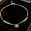 Elegant Korean Butterfly Rhinestone Pearl Choker Necklace