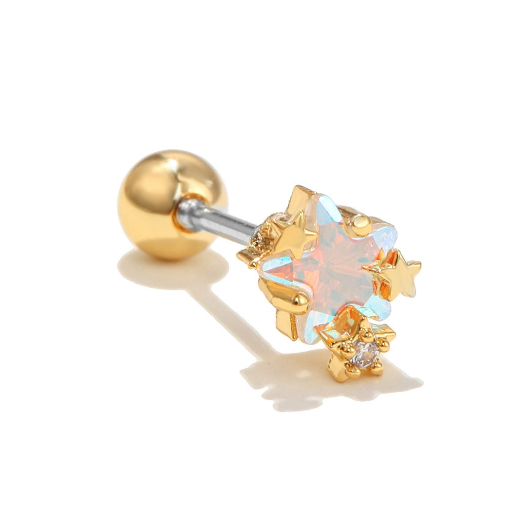 Starry Sky 18K Gold Plated Planet Moon Stud Earrings