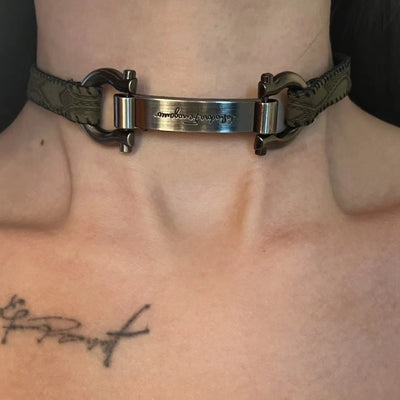 Exaggerated Geometric Metal PU Leather Choker Necklace - Y2K Punk Style