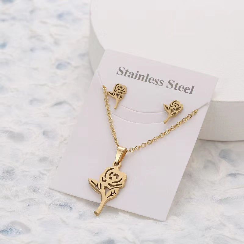 Simple Star and Butterfly Stainless Steel Jewelry Set for Women and Men