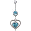 Fashion Rhinestone Heart Pendant Belly Ring