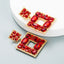 Fashion Colored Diamond Series Alloy Diamond-studded Glass Diamond Multi-layer Square Earrings