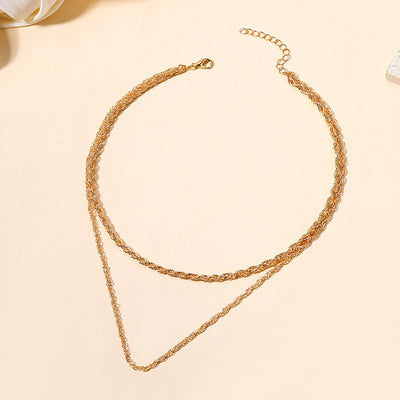 Simple Alloy Double Layer Necklace for Women - Minimalist Hip Hop Style