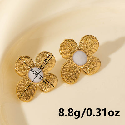 Elegant Flower Stainless Steel Stud Earrings - Modern Chic Design