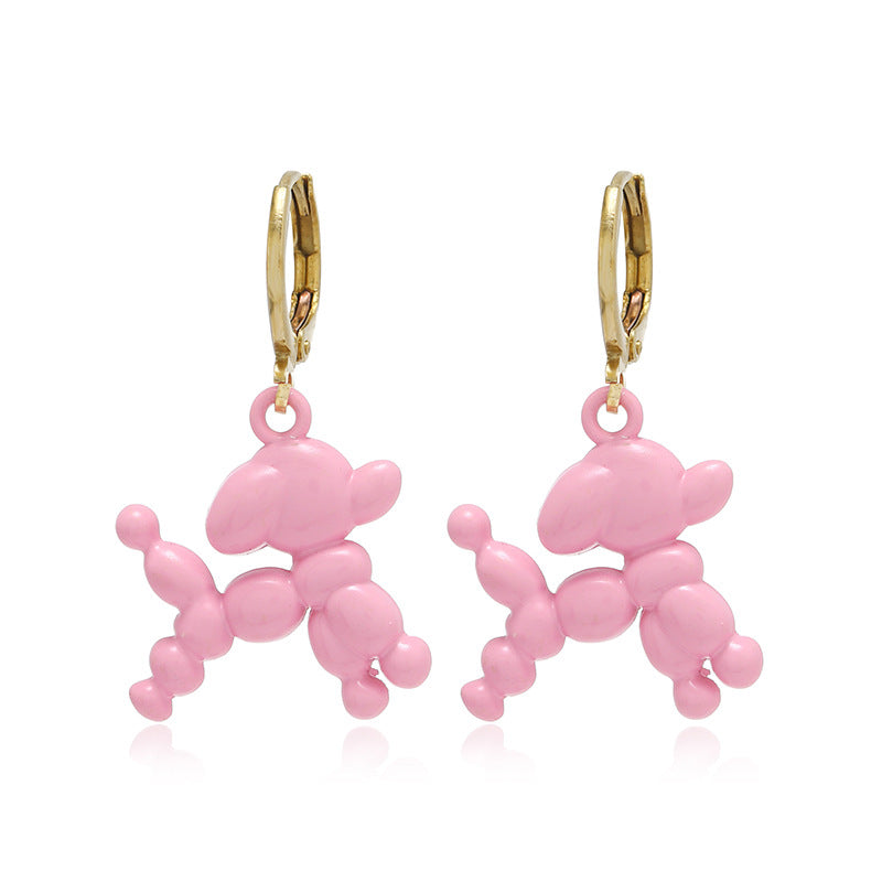 Fashion Cartoon Cute Dog Pendant Earrings Stainless Steel Candy Color Animal Design 2022