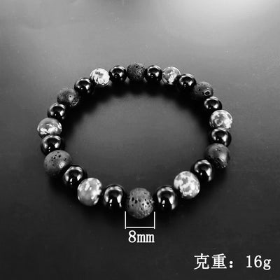 Retro Volcanic Rock Snowflake Stone Beaded Bracelets for Couples