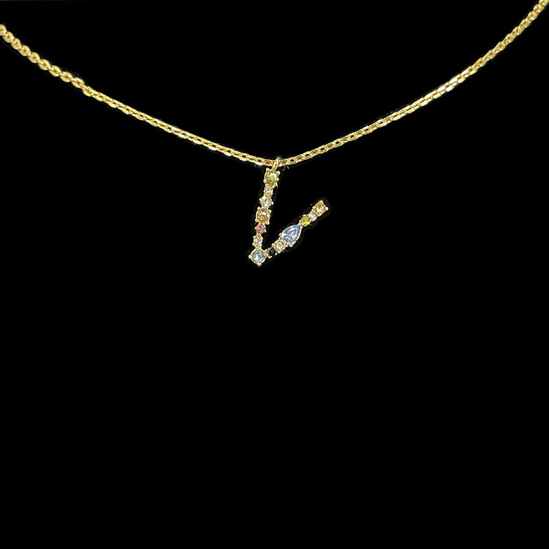 Simple Style 18k Gold Zircon Letter Pendant Necklace