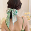 Women's Plaid Satin Silk Scarf and Hair Ribbon Accessory