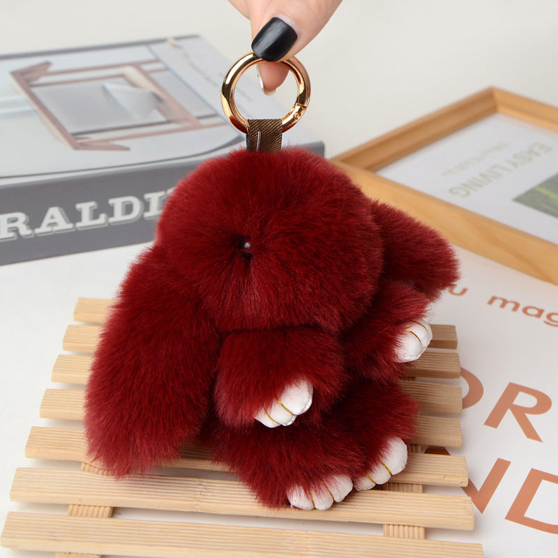 Plush Rabbit Faux Fur Bag and Car Charm Keychain