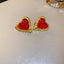 1 Pair Vintage Red Rose Zircon Alloy Drop Earrings