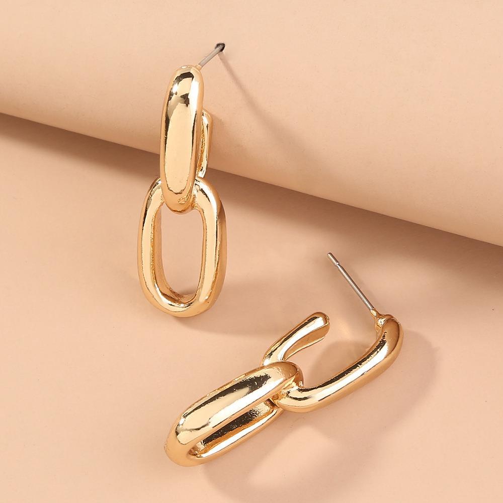 1 Pair Minimalist Geometric Resin Copper Drop Earrings with Chain Tassel