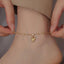 18K Gold Plated Heart Shape Rhinestone Anklet - Fairy Style Stainless Steel Design