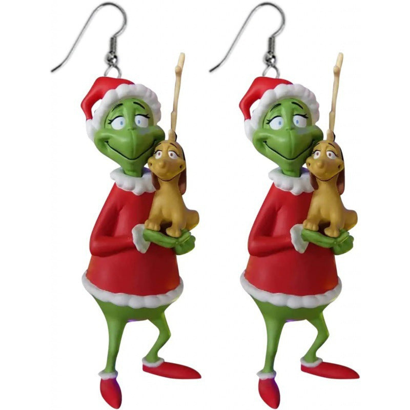 Cartoon Character Grinch Christmas Acrylic Drop Earrings