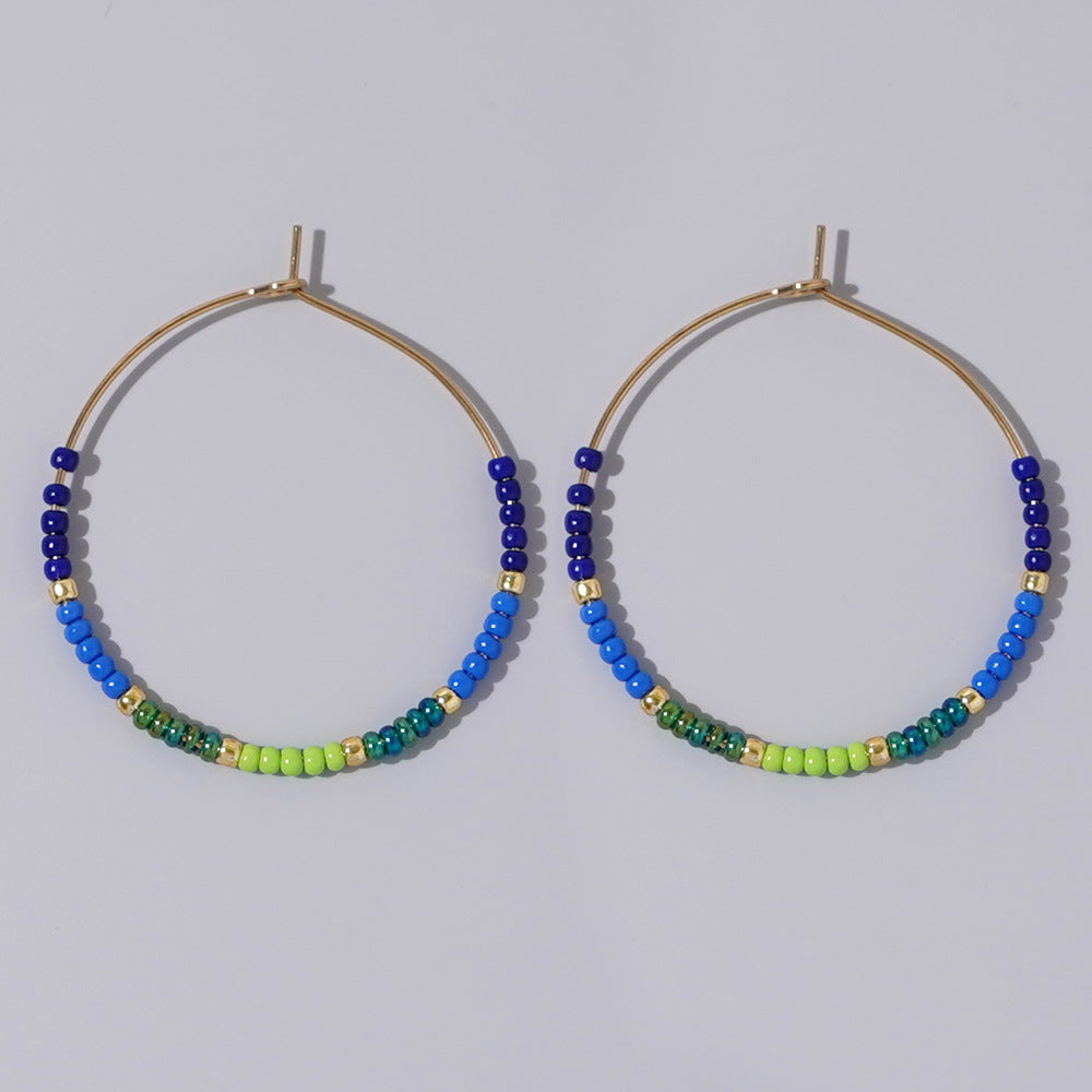 1 Pair Minimalist Rainbow Beaded Glass Earrings for Women