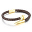 Hip-hop Geometric Stainless Steel and Leather Men's Magnetic Clasp Bracelet