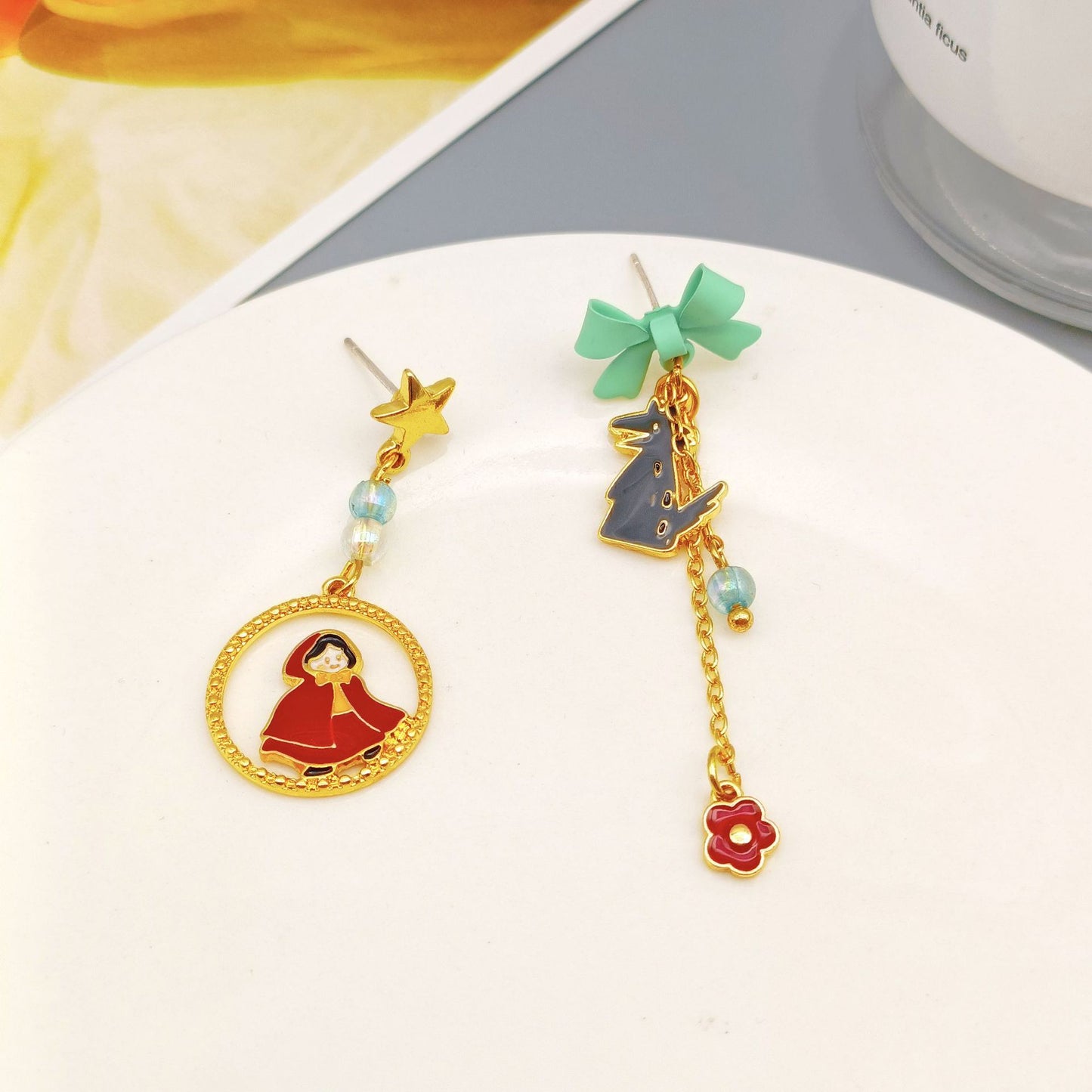 Fashion Cartoon Alloy Enamel Stoving Varnish Drop Earrings