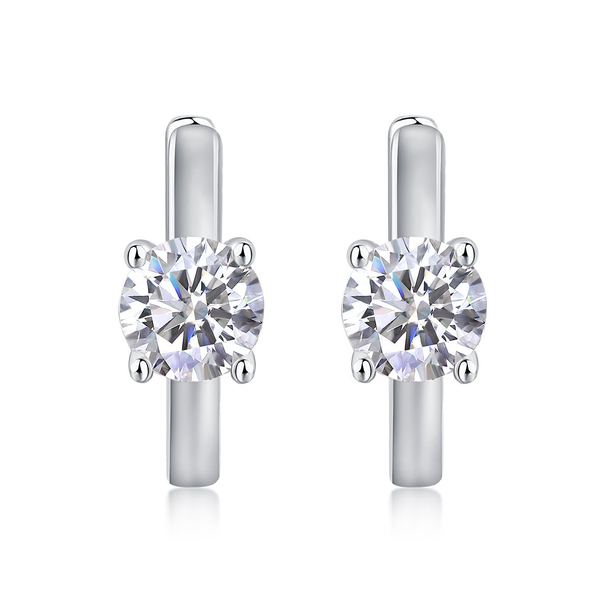 Shiny Geometric Moissanite 18k Gold Plated Sterling Silver Earrings