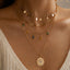 Geometric Disc Rhinestone Tassel Layered Necklace