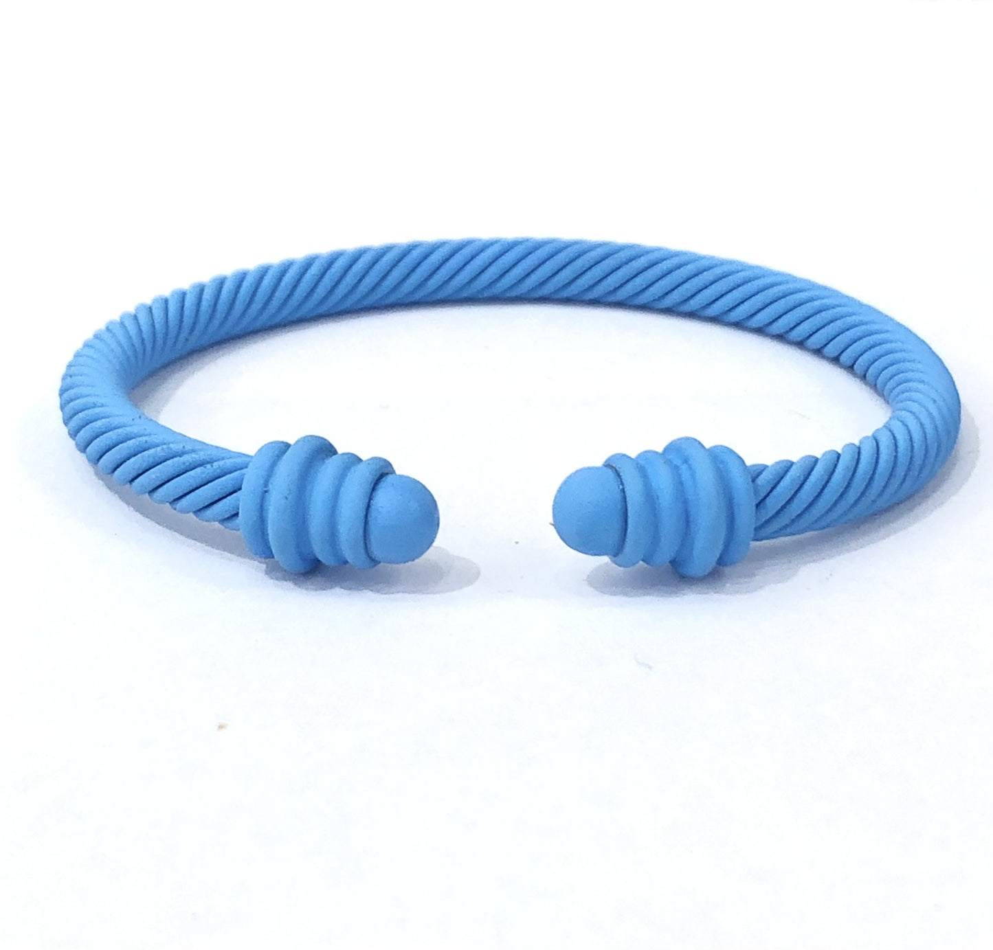 Simple Spiral Stripe Matte Color Open Cuff Bracelet for Women