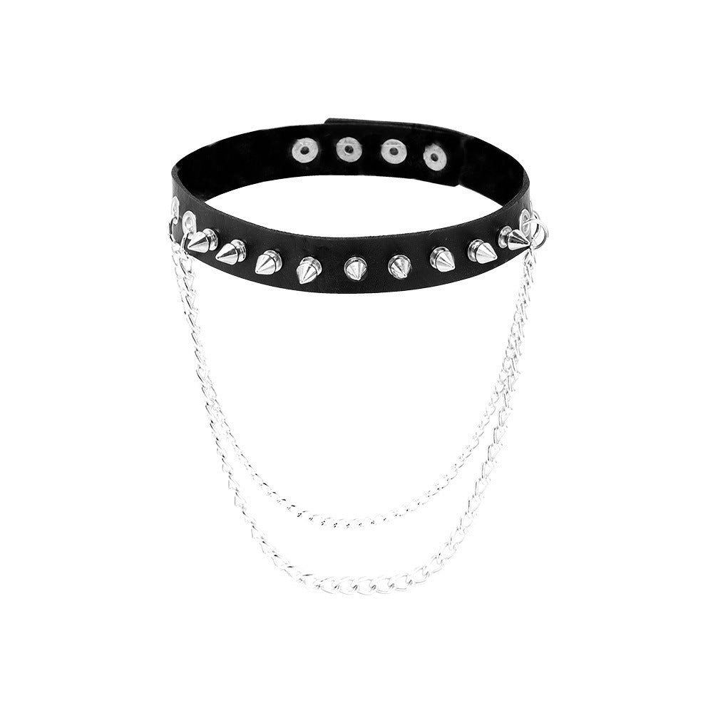 Fashion Geometric PU Leather Gothic Choker Necklace for Women