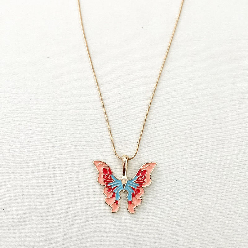 Fashion Butterfly Alloy Plating Artificial Pearls Necklace