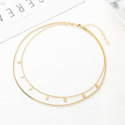 Rhombus Stainless Steel Layered Necklace with 18K Gold Plating